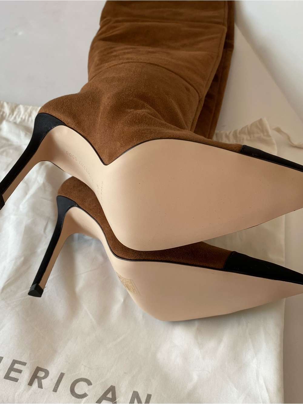 Good American The Weekend Roble Suede over the Knee-High Stiletto Boots 5.5 New - Picture 6 of 7